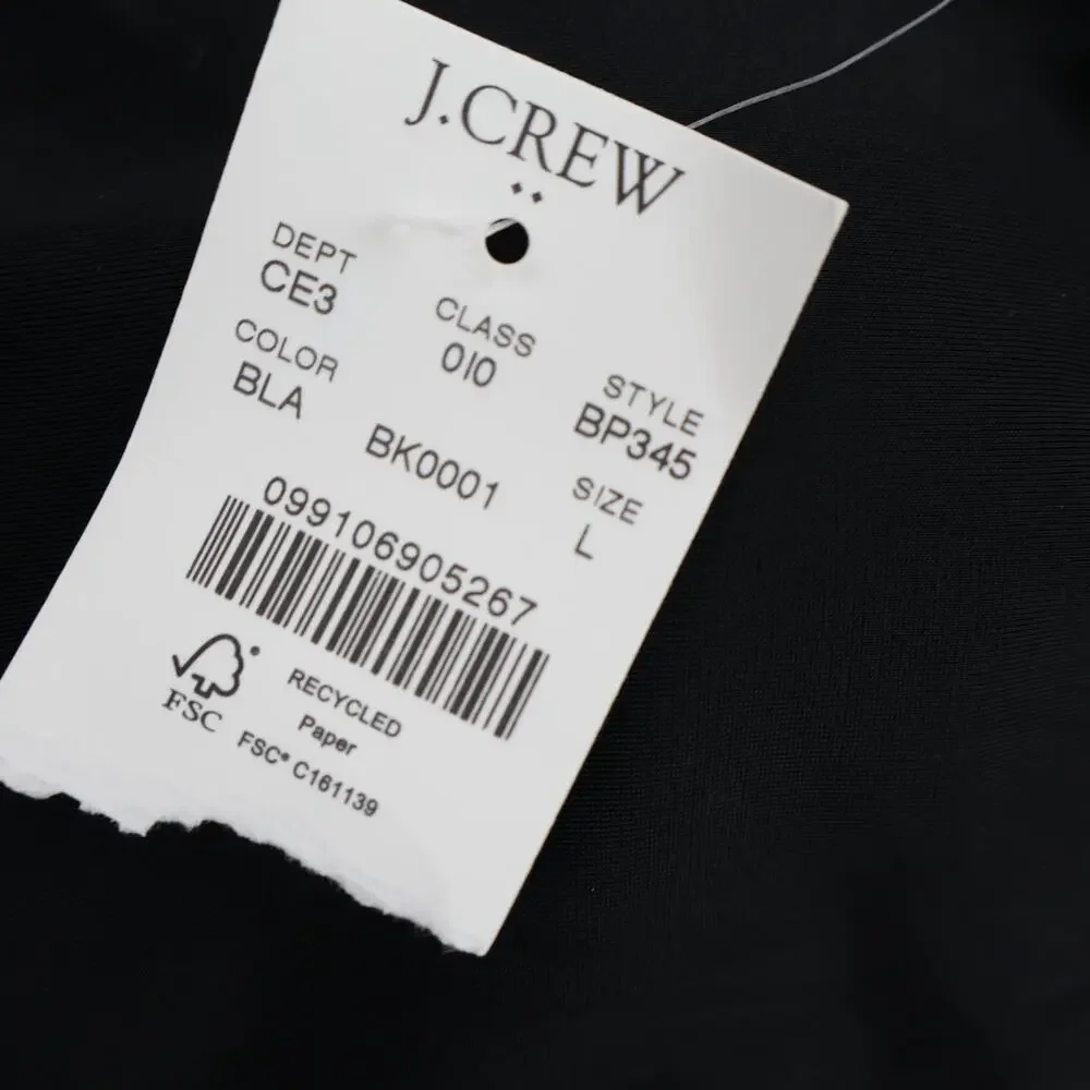 J.Crew Factory Scalloped One Shoulder Bikini Top Black Size Large NWT